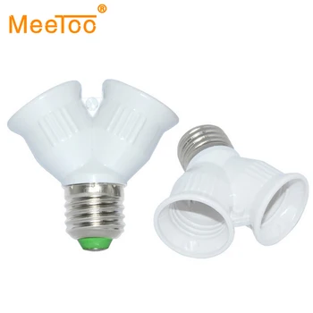 MeeToo prekės E27 2 E27 Šviesos Lempos, Lemputės Adapteris Converte 2E27 Lempos Laikiklis Konverteris LED KUKURŪZŲ URE 1PCS/DAUG