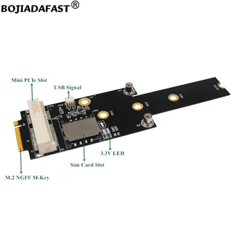 Mini PCI-E MPCIe M. 2 NGFF Raktas-M Belaidžio ryšio Adapteris Kortelę, SIM Lizdas 3G 4G LTE GSM Modemas / Wifi Modulis
