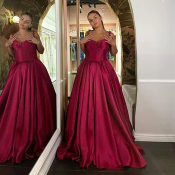 Msikoods Paprasta Dubajus Vakaro Suknelės 2023 Spageti Diržas Satino Promenadzie Suknelė Užsakymą Linija Moterims Oficialią Šalies Chalatai