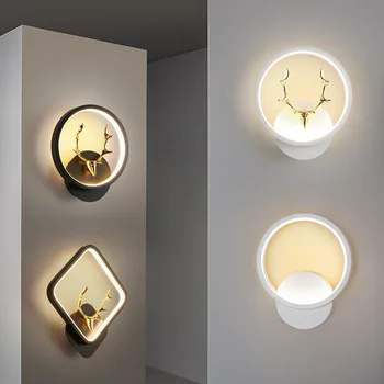 Paprastas Modernus Naktiniai LED Sienos Lempos Kambario Dekoro Juoda Balta Patalpų Sconce Virtuvės Laiptų Kambarį, TV Foną, Sienos Žiburiai
