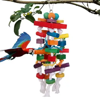 Papūga Žaislai Medienos Kramtomoji Paukščių Žaislai Nešiojamų Paukštis Narve Priedai Medinių Blokas Paukštis Papūga Žaislai Mažiems Cockatiels Paukščiai