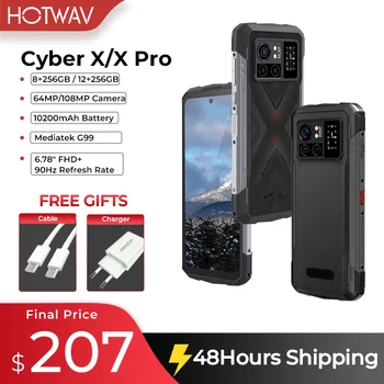 Pasaulinė Versija HOTWAV Cyber X Pro Naujausias Tvirtas Telefonas 6.78 FHD 90Hz 10200mAh baterija 12 GB 256 GB 108M Kamera, 