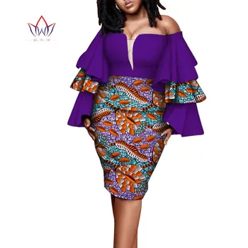 Pavasario afrikos šalis elegantiška suknelė moterims, drabužiai ilgomis Rankovėmis Afrikos Suknelės moterų Sexy Spausdinti Slim Suknelė Office Lady WY2111