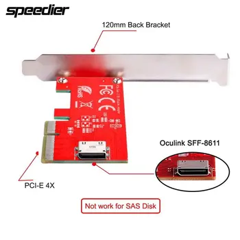 PCI-E 3.0 Express 4.0 X4, Kad Oculink Vidaus SFF-8612 SFF-8611 Host Adapter PCIe SSD su Laikikliu
