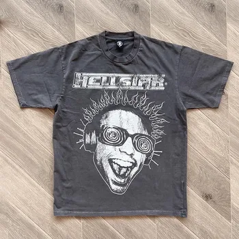 Plauti Hellstar Studios Pyktis T-Shirt Vyrai Moterys Derliaus Sunkiųjų Audinio Marškinėliai Viršuje Tees Drabužiai