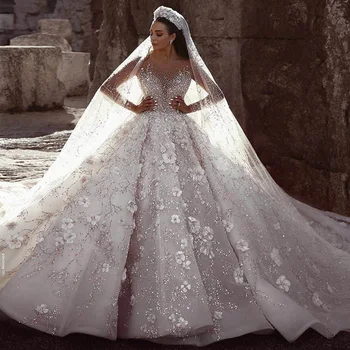 Prabangūs Krištolo prabangių Vestuvių Suknelės, Turkija Stambulo Užsakymą Ilga Uodega Kamuolys Suknelė Suknelė Moterims 2024
