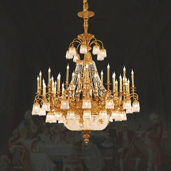 Prancūzijos Imperijos Didelių Kristalų Liustra Villa Salė, Bažnyčios Fojė Vario Lempa Viešbučio Projektą Prabanga Žalvario Grand Pakabukas Šviesos