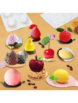 Pyragas Pelėsių prancūzų Desertas Pyragas Dekoravimo Priemonės, 3D Vaisių Formos Silikono Formos Pyragaičiai Tortas Mousse Cake Šablonai, Konditerijos Kepimo Įrankiai