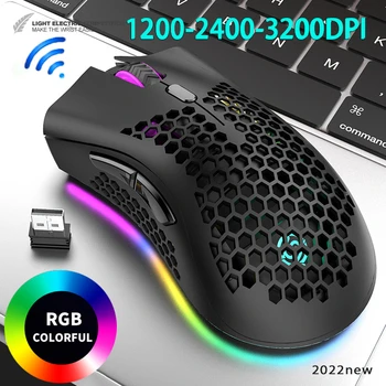 RGB 2.4 G bevielė Pelė USB Įkrovimo išskaptuotas Ultralight Mobile Gaming Pelę Notebook Laptop KOMPIUTERIO Kompiuterinių