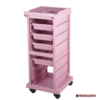 rožinis grožio salonas vežimėlis, salonas baldai, įranga vežimėlio kirpykla rožinė