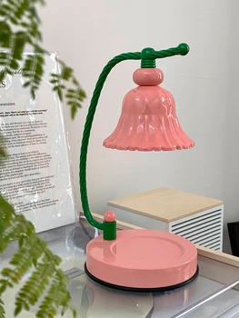 Rožinė mergaitė širdies aromaterapija žvakė žvakė, lempa, gėlių miegamasis gražių papuošalų dekoratyvinis stalo lempa.