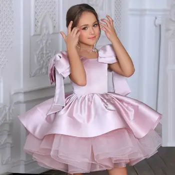 Rožinė Sluoksniuotos Gėlių Mergaitės Suknelė, Vieną Petį Ilgomis Rankovėmis Putojantis Duobute China Pirmosios Komunijos Suknelė Cute Girl Suknelės, Šaliai