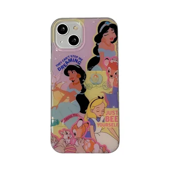 Saldus Mielas Princesė Disney Telefono dėklas skirtas iPhone 6s 7 8 Plius 11 12 13 14ProMax Animacinių filmų TPU atsparus smūgiams Visišką Apsaugą Galinio Dangtelio