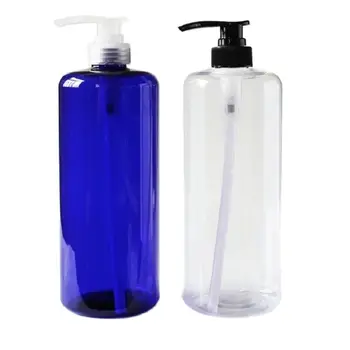 Skaidrus, Mėlynas Šampūnas Papildymo Butelis Apvalios Plastikinės 1000ML Juoda Išvalyti Siurblio 1L Kosmetikos Pakuotės Emulsija (Losjonas Butelis 8pcs
