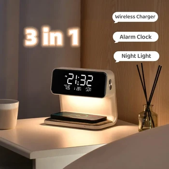 Skaitmeninis Displėjus Laikrodis Belaidžio Kroviklio Lemputė Dėvėti, Atsparus Naktiniai Darbalaukio Laikrodžius, Miegamojo Biuras