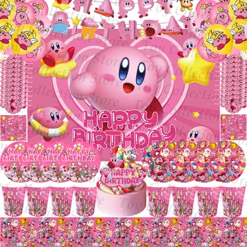 Star Kirbyed Anime Vaikų Gimtadienio Dekoracija Stalo Reikmenys Šalies Prekių Plokštės Vystymo Kolbų Baby Shower Dovana