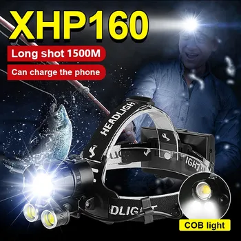 Super Galingas XHP160 Led Žibintai XHP90 High Power Led Žibintų 18650 Įkrovimo Galvos Žibintuvėlis USB zoom Žvejybos Žibintas