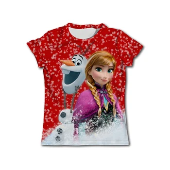 Sušaldyti Anna Elsa marškinėliai Mergaitėms, Drabužiai Disney Marškinėliai Vaikų Vasaros trumpomis Rankovėmis Gimtadienio Dovanos 2-14Ys Vaikas Mergina T-shirt