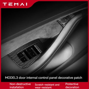 TEMAI tinka Tesla model 3/Y duris, vidaus kontrolės mygtuką skydelio apdaila nekilnojamojo anglies pluošto priedai