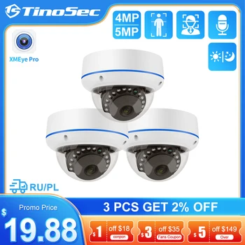 TinoSec 4MP 5MP Kamera su POE Vandalproof Garso Įrašo Veido Aptikimo 2.8/3.6 mm Indoor Dome IP Kamera, Apsaugos Stebėjimo Sistemos