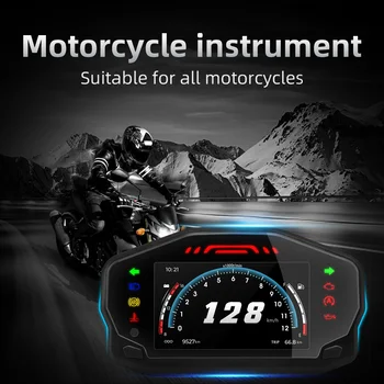 Universalus Greičio Matuoklis Motociklo LCD TFT Skaitmeninis Spidometras 12000RPM 6 Pavaros Apšvietimu Motociklą Ridos 2 4 Cilindrų
