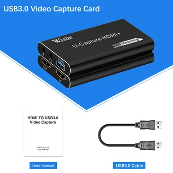USB Video Capture HDMI Video Capture Card USB3.0 Audio Video Užfiksuoti 1080P TV PC PS4 Žaidimas Live Stream už 