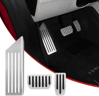 Už Tesla Model 3 Anti-Slip Pedalu Pagalvėlės Auto Aliuminio Pedalų Apima Akceleratoriaus, Stabdžių Pėdos Poilsio Pedalu Pagalvėlės