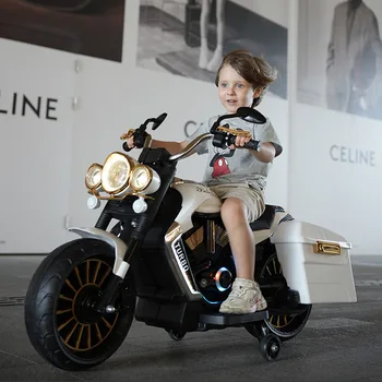 Vaikų Elektrinis Motociklas Dvigubą Diską, Važinėti Transporto priemonių Įkrovimo Kietas Apšvietimo Vežimėliai Žaislai Įkrovimo Su Pagalbiniais Ratais