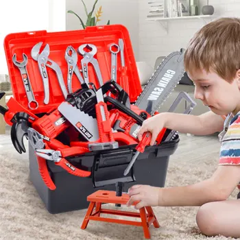 Vaikų Žaislų Rinkinys Nustatyti Apsimesti Žaisti Inžinierius Modeliavimas Remontas Elektros Gręžimo Atsuktuvas Įrankių dėžė Vaikams Žaislai Berniukams Dovana