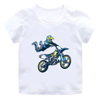 Vasaros 2022 Motociklų Motokroso Rider Cool Kids Marškinėliai Kūdikių Berniukų Atsitiktinis Juokingi marškinėliai Vaikams Streetwear Mergaičių Drabužiais 3-13Y