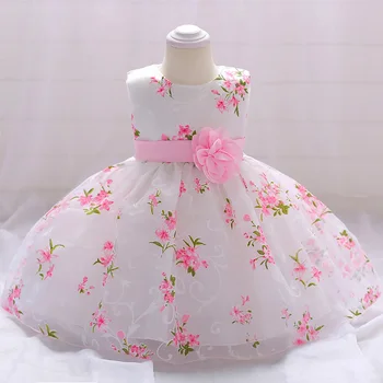Vasaros Baby Girl Gėlių Šalis Suknelė Elegantiškas Gimtadienio Nėrinių Kamuolys Suknelė Vaikas Princesė Vaikai Suknelė Mergaitėms Vestuvių Apranga Naujagimiams