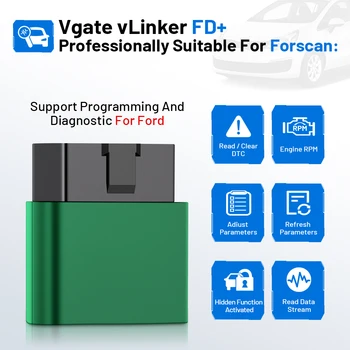 Vgate vLinker FD+ ELM327 V2.2 WIFI Bevielis, Suderinamas FORScan 