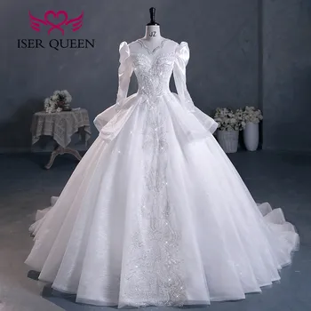 Vien Kaklo sluoksniuotos Rankovėmis Princesė Vestuvių Suknelės 2023 Prabanga Duobute China Šviesi Nėrinių Siuvinėjimo Appliques Nuotakos Suknelė WX0291