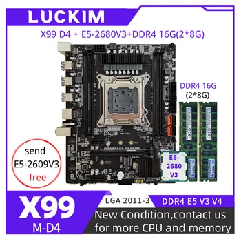 X99 D4 LGA2011-3 Plokštė Nustatyti Komplektas Su CPU Xeon E5-2680V3 16GB(2*8G) 2133MHZ DDR4 Darbalaukio atminties M-ATX NVME M. 2 Plokštė