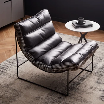 Šiuolaikinio Laisvalaikio Kėdė Šiuolaikinės Paprasta Recliner Houndstooth Tingus Sofa-Lova, Dizaineris Vieno Sofa-Lova, Kėdė, Light Luxury Living Room Kėdės
