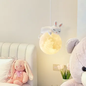 Šiuolaikinių Animacinių filmų Bear Rabbit LED Pakabukas Žibintus, vaiko, Miegamojo Lovos, Valgomojo, Vaikų Liustra Kūrybos Namų Dekoro Apšvietimas